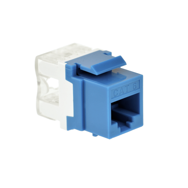 RJ45 Cat6 Slim Profile 180 Degree Keystone Jack, 110 Punch-Down - Blue - Image 2